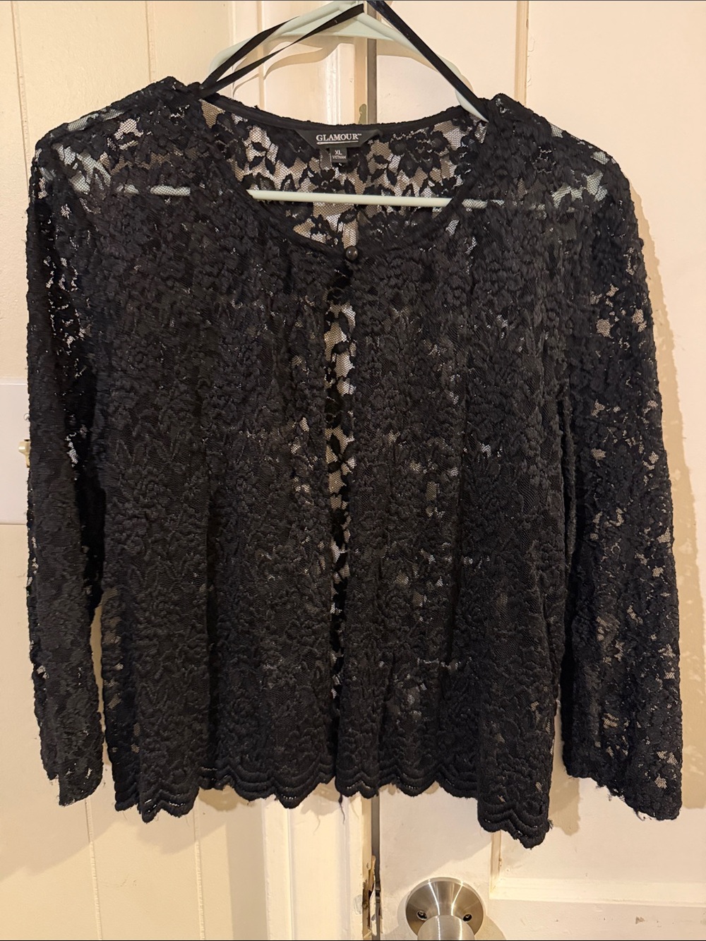 Glamour Black Lace Button-Up Cardigan